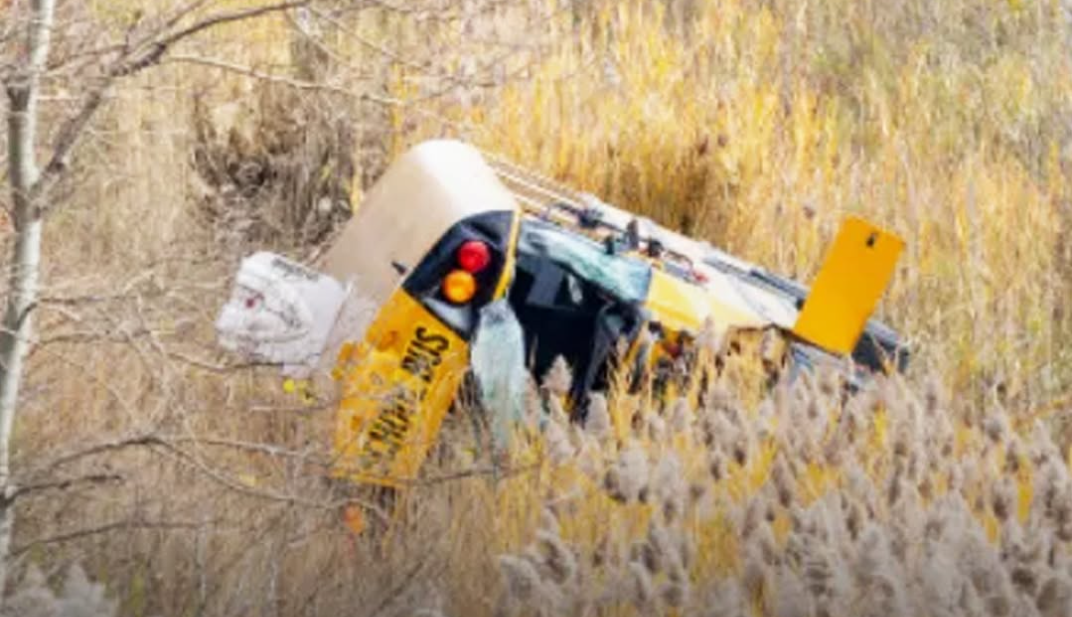 Driver dead, kids injured after school bus crash on Highway 401 near London, Ont.